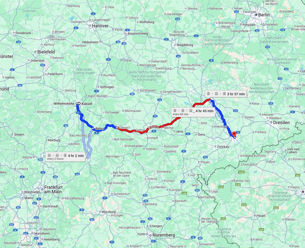 Anreise von Kassel Zu Chemnitz Über 