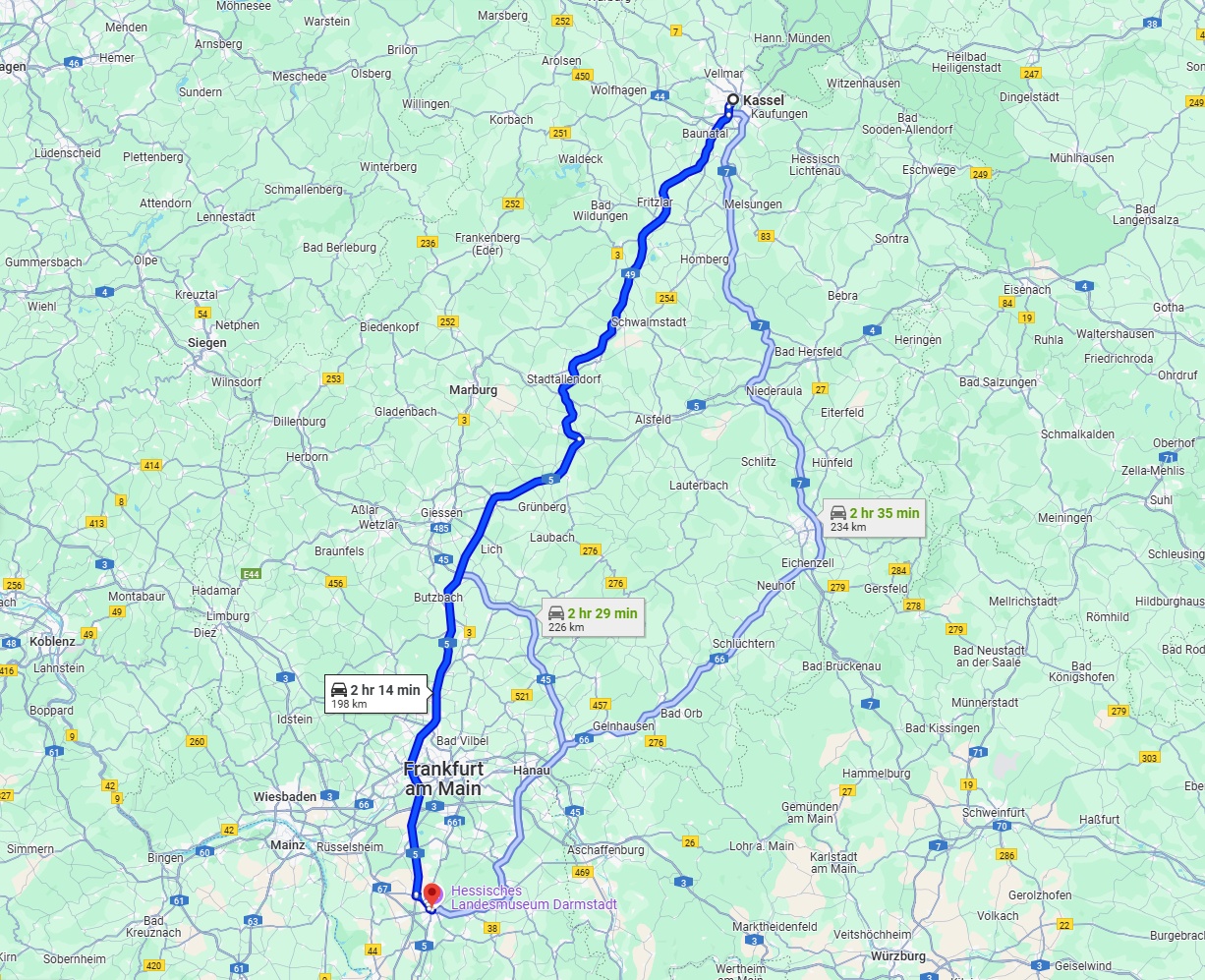 Anreise von Kassel Zu Darmstadt Über via A49 and A5