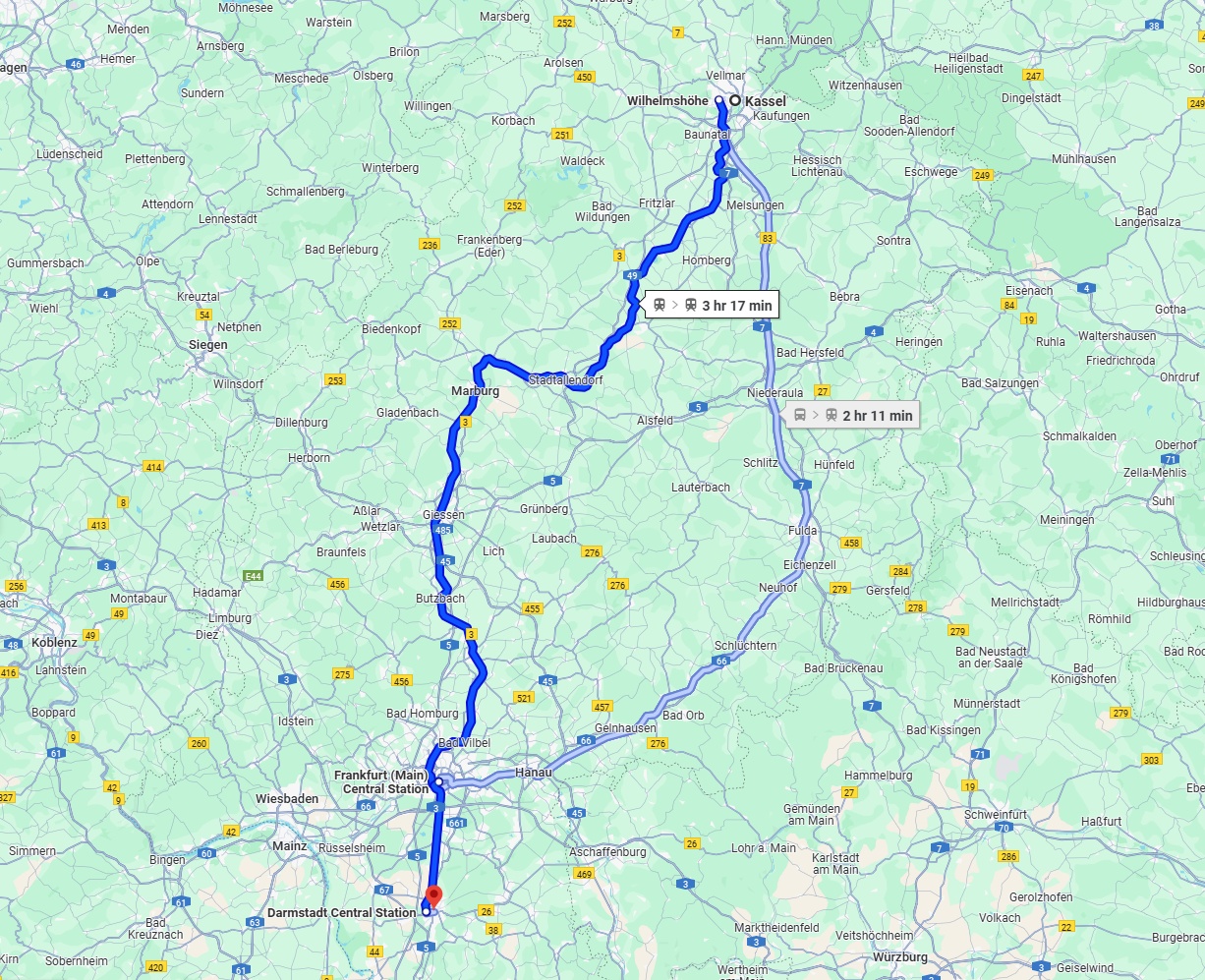 Anreise von Kassel Zu Darmstadt Über 