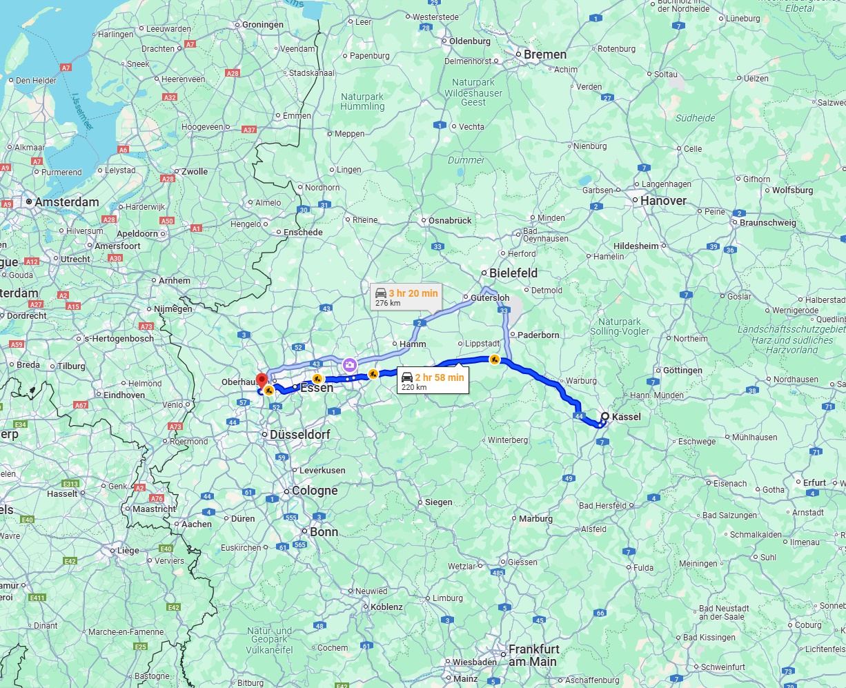 Anreise von Kassel Zu Duisburg Über via A44