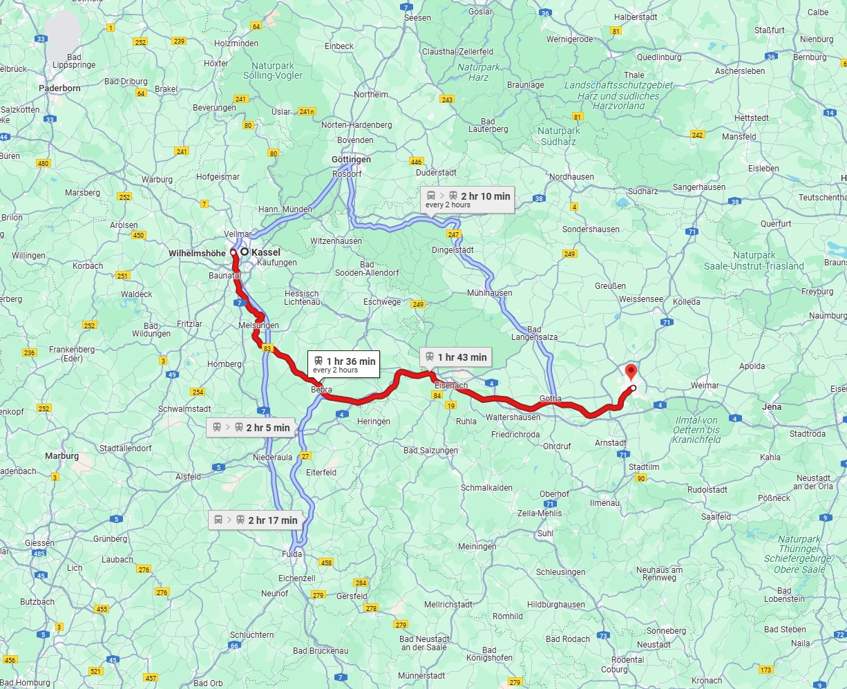 Anreise von Kassel Zu Erfurt Über 