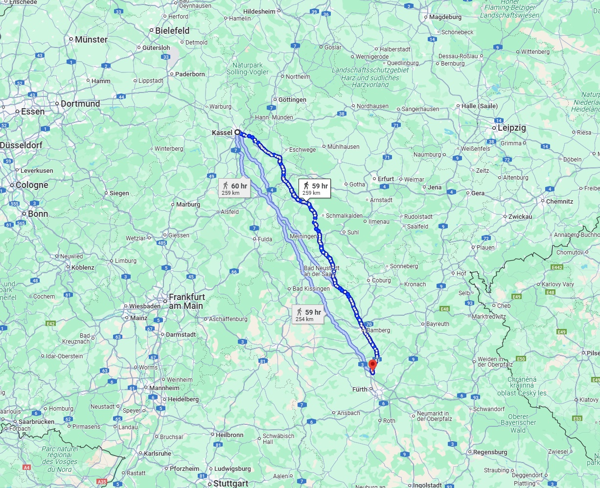 Anreise von Kassel Zu Erlangen Über 