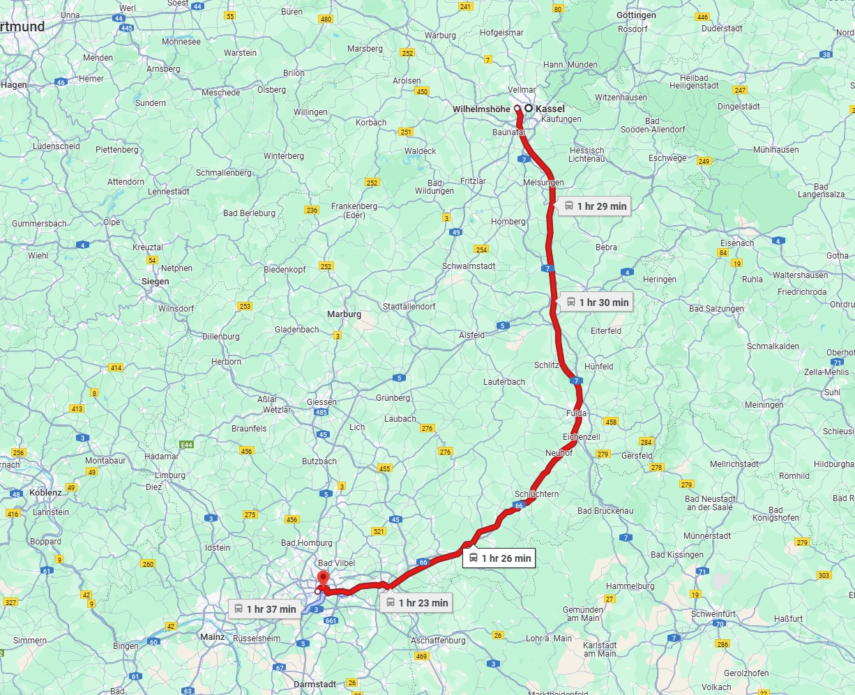 Anreise von Kassel Zu Frankfurt am Main Über 