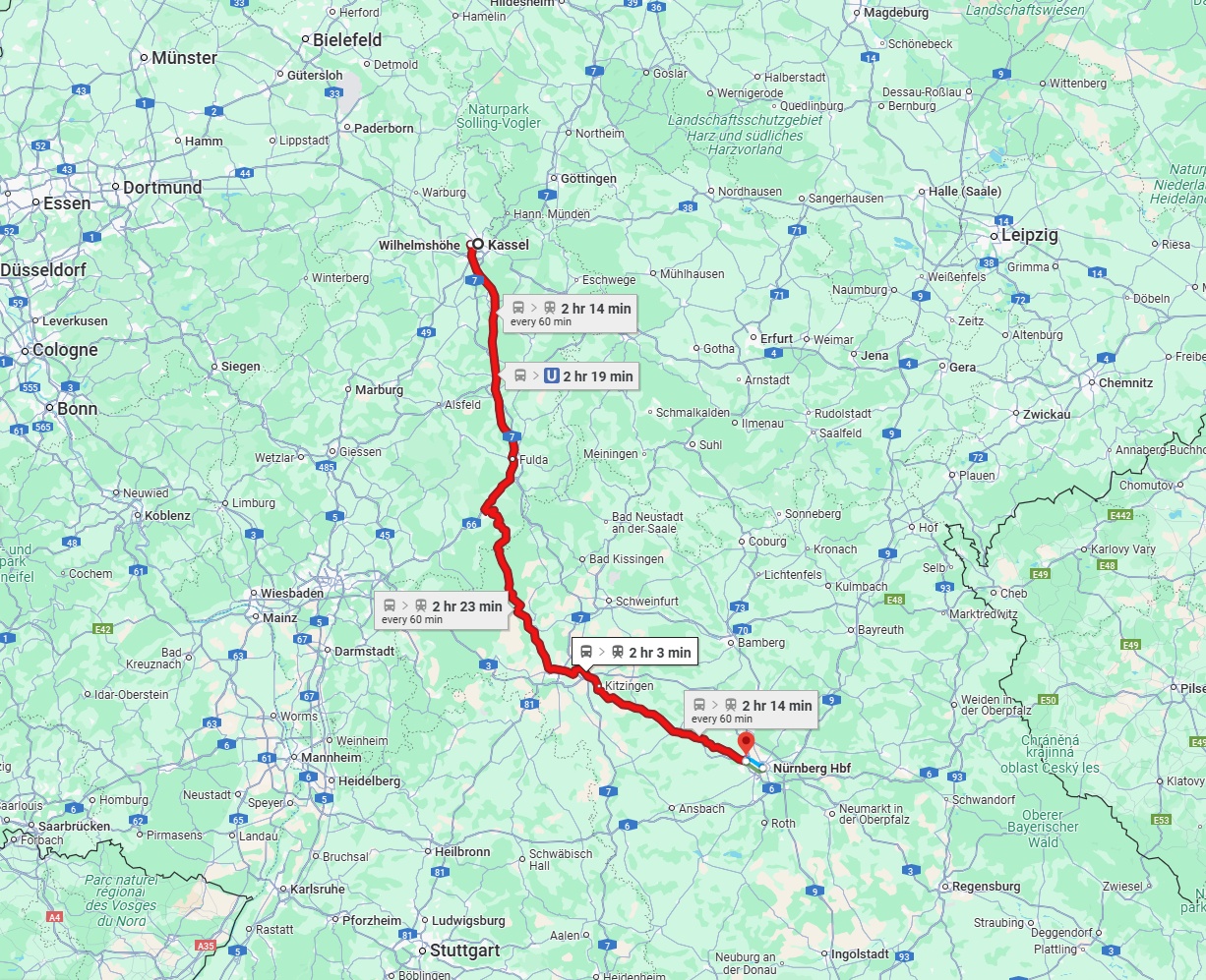 Anreise von Kassel Zu Fürth Über 