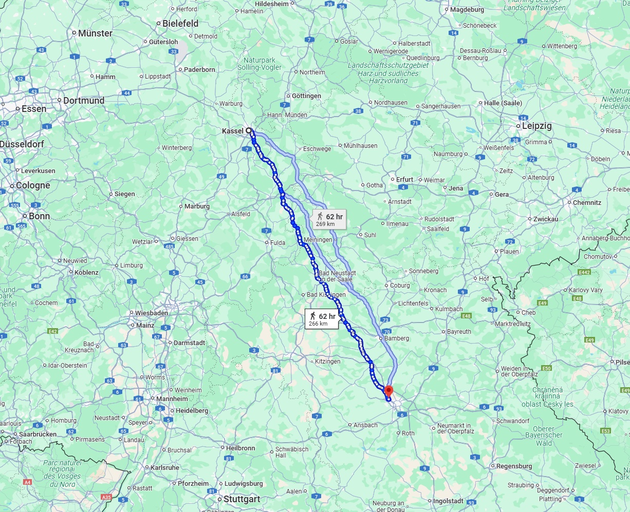 Anreise von Kassel Zu Fürth Über 