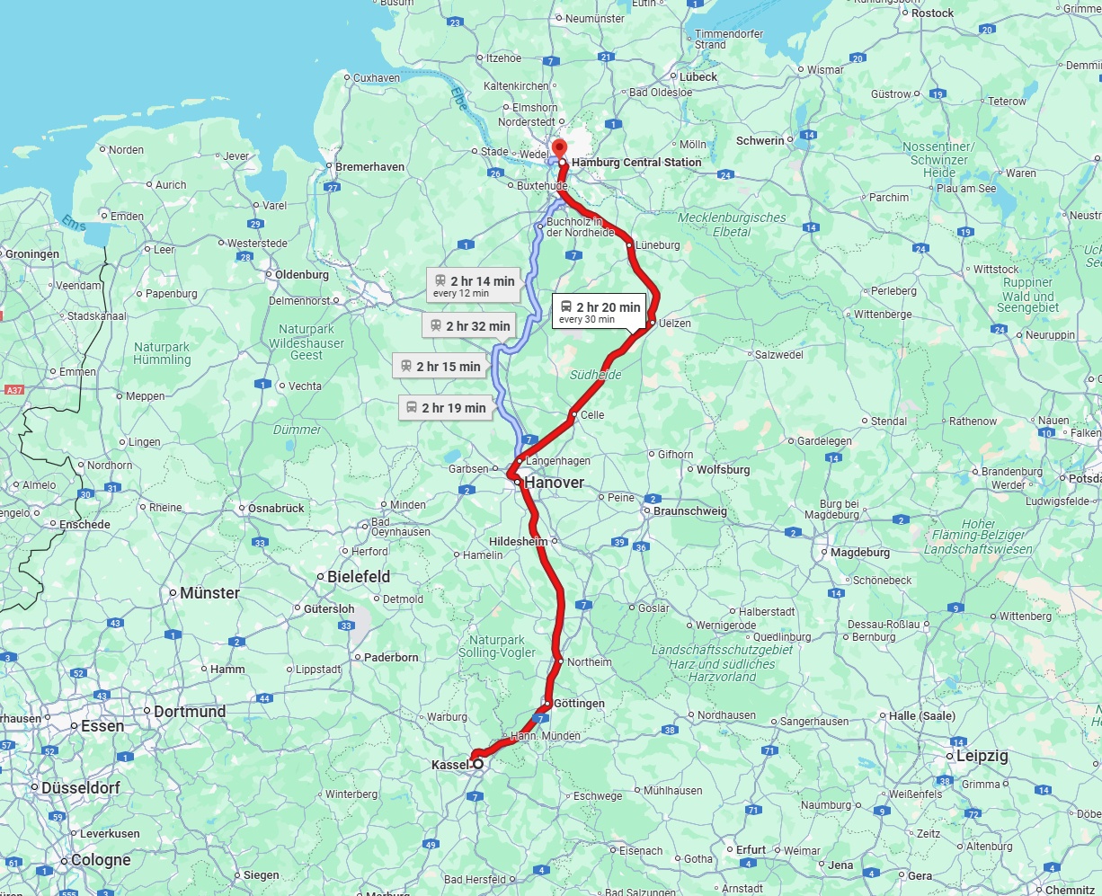 Anreise von Kassel Zu Hamburg Über 