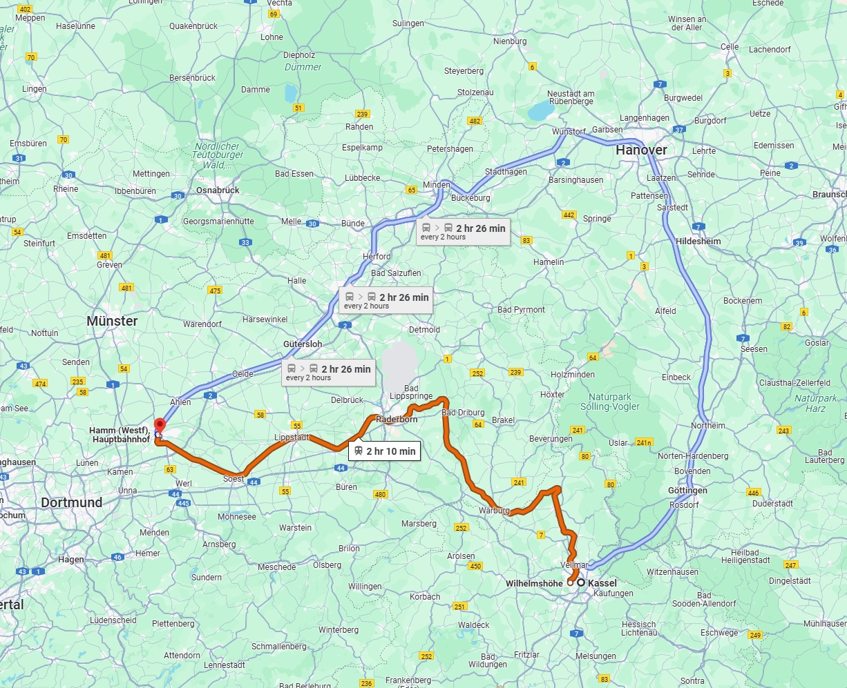 Anreise von Kassel Zu Hamm Über 