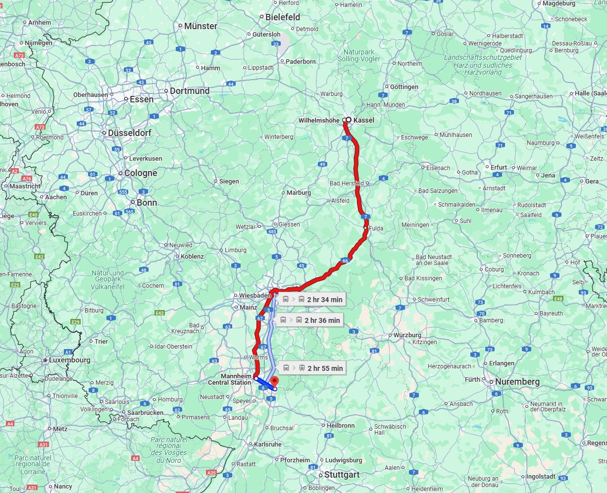 Anreise von Kassel Zu Heidelberg Über 