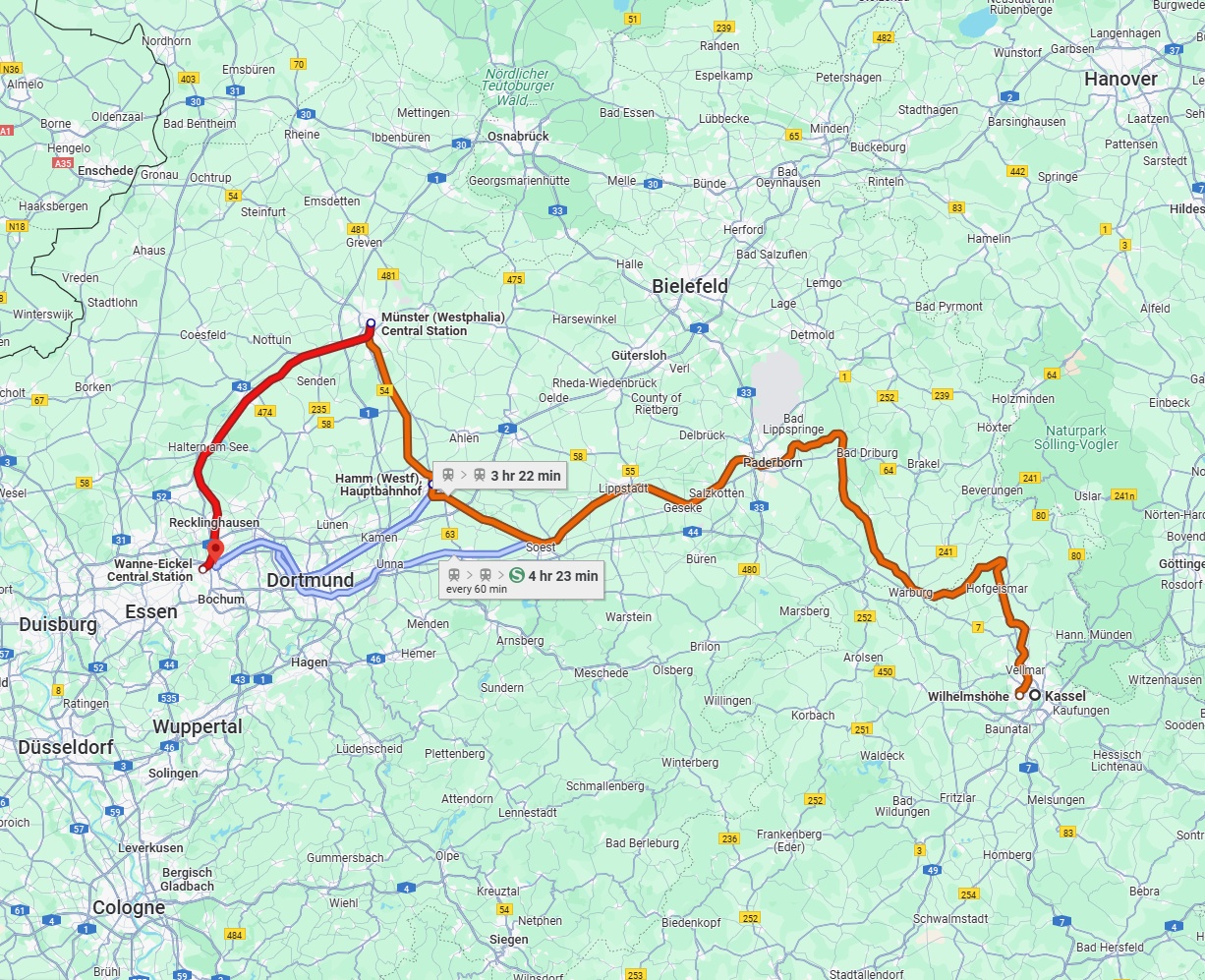 Anreise von Kassel Zu Herne Über 
