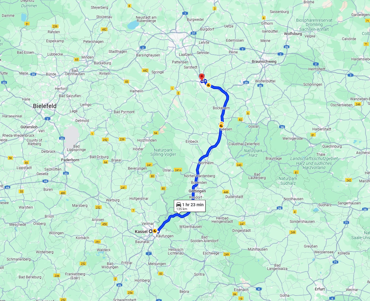 Anreise von Kassel Zu Hildesheim Über via A7