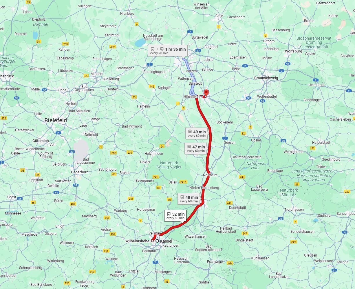 Anreise von Kassel Zu Hildesheim Über 