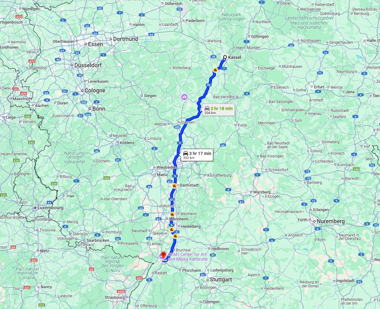 Anreise von Kassel Zu Karlsruhe Über via A49 and A5