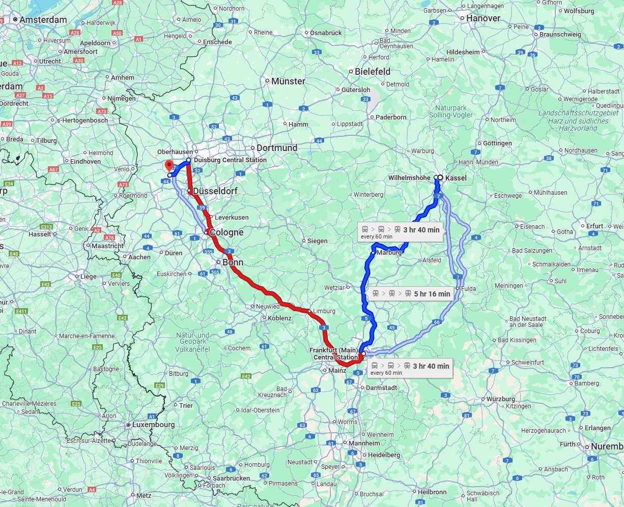 Anreise von Kassel Zu Krefeld Über 