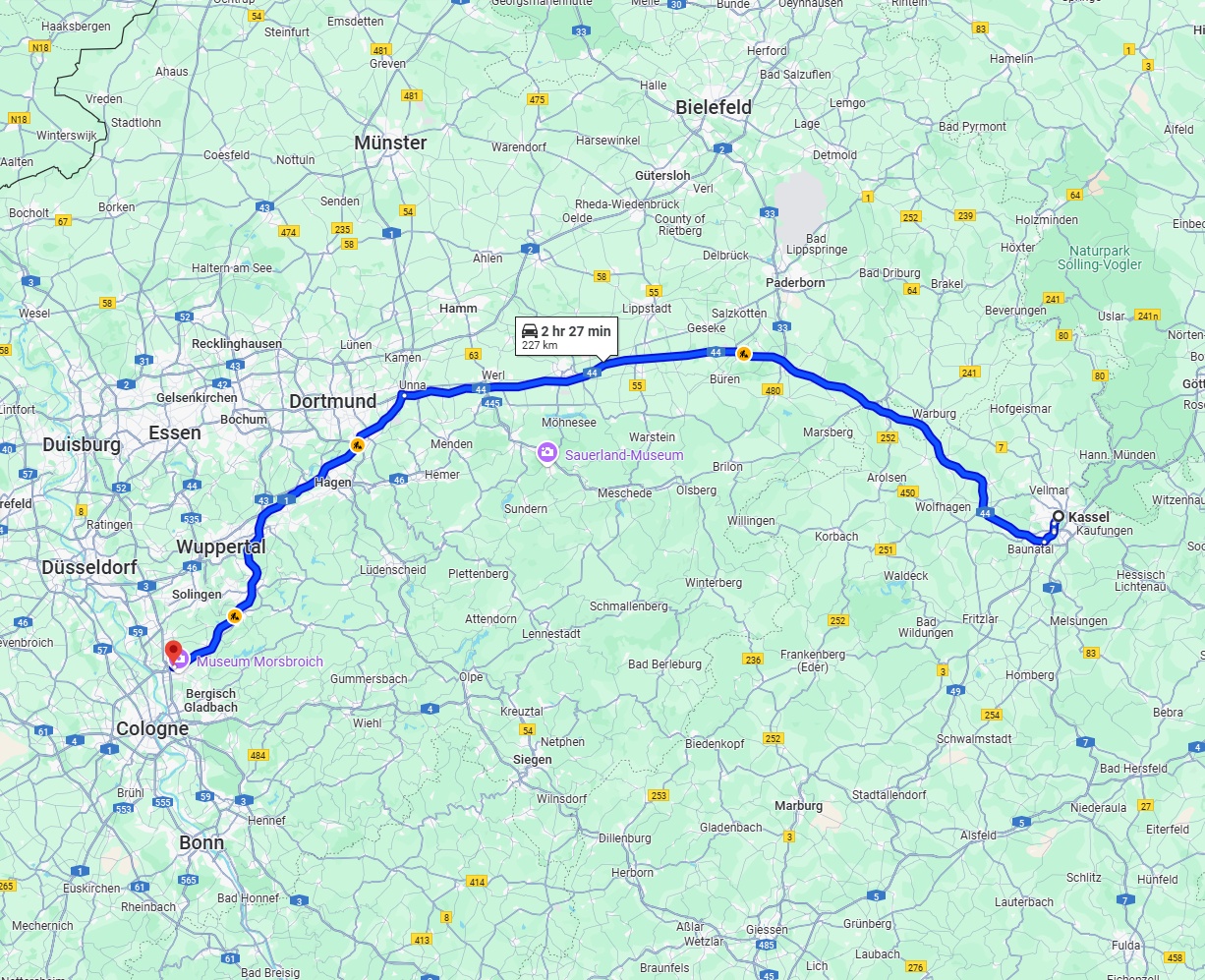 Anreise von Kassel Zu Leverkusen Über via A44 and A1