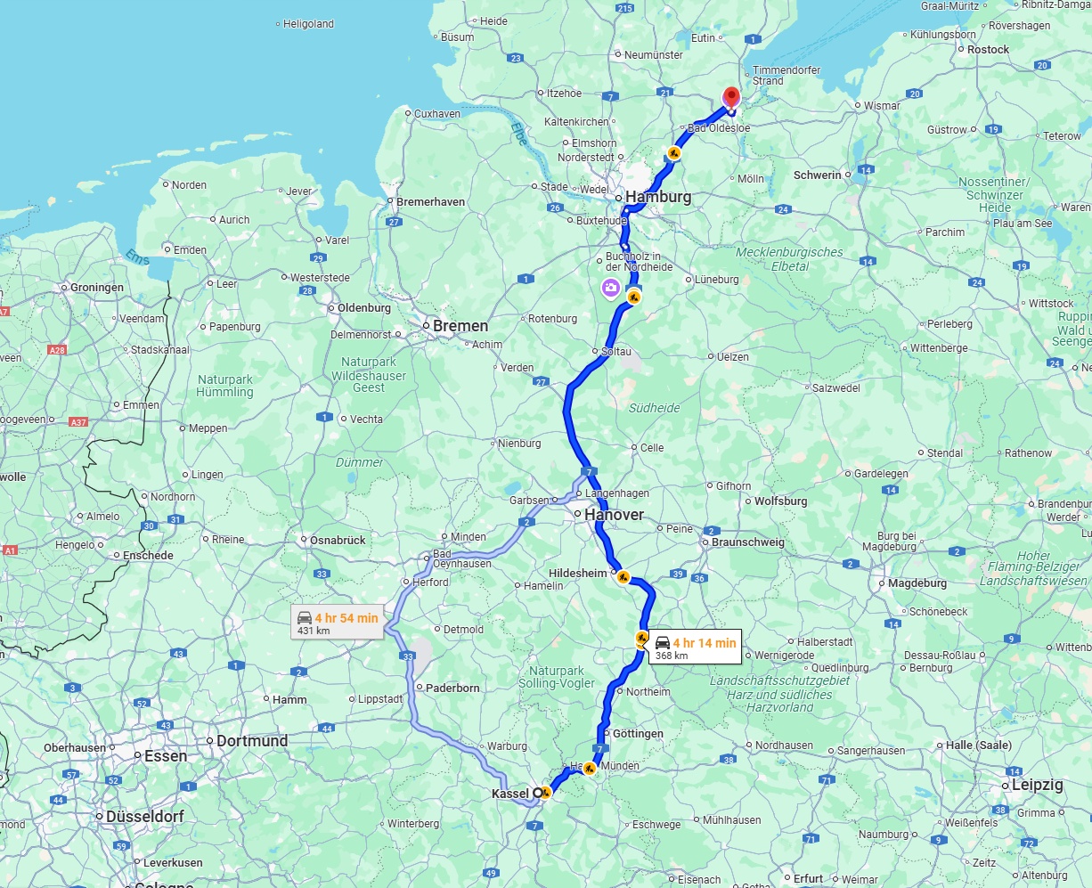 Anreise von Kassel Zu Lübeck Über via A7