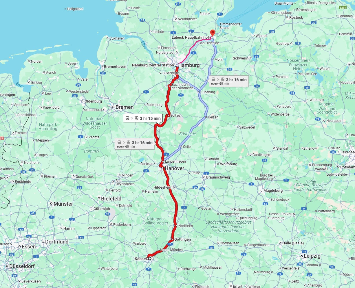 Anreise von Kassel Zu Lübeck Über 