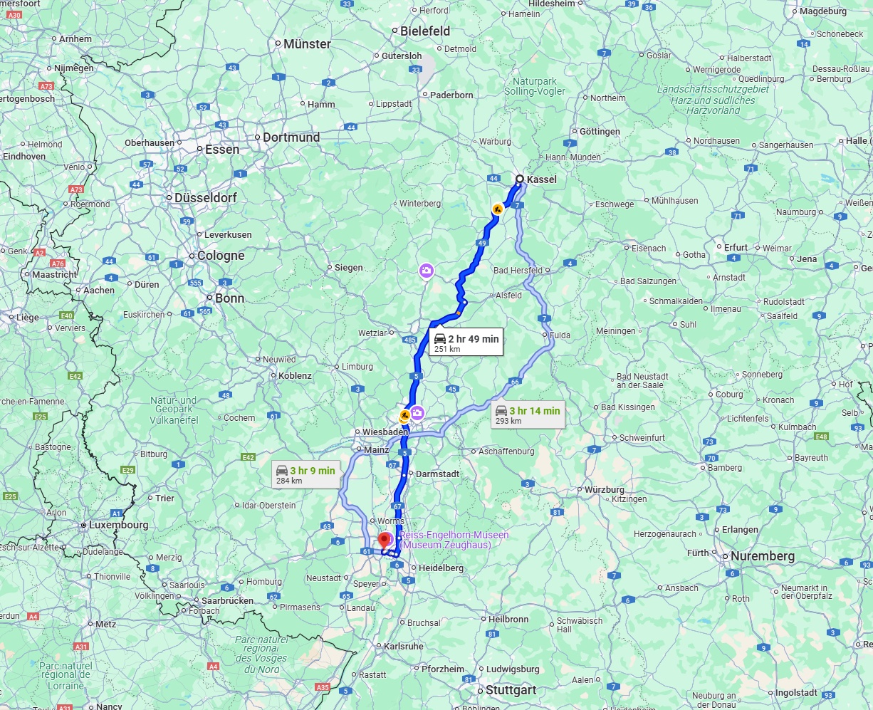 Anreise von Kassel Zu Ludwigshafen am Rhein Über via A49 and A5