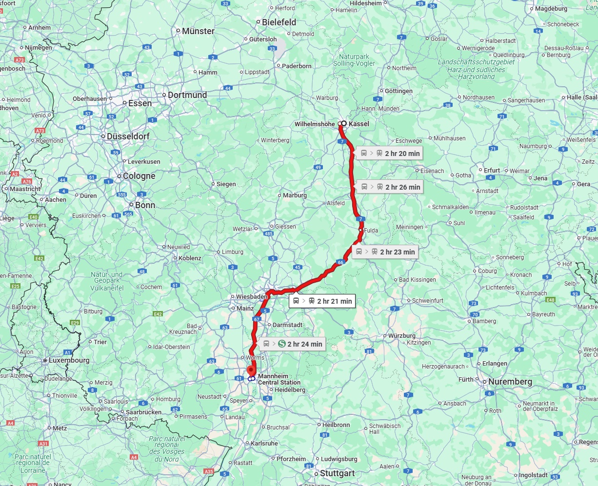 Anreise von Kassel Zu Ludwigshafen am Rhein Über 