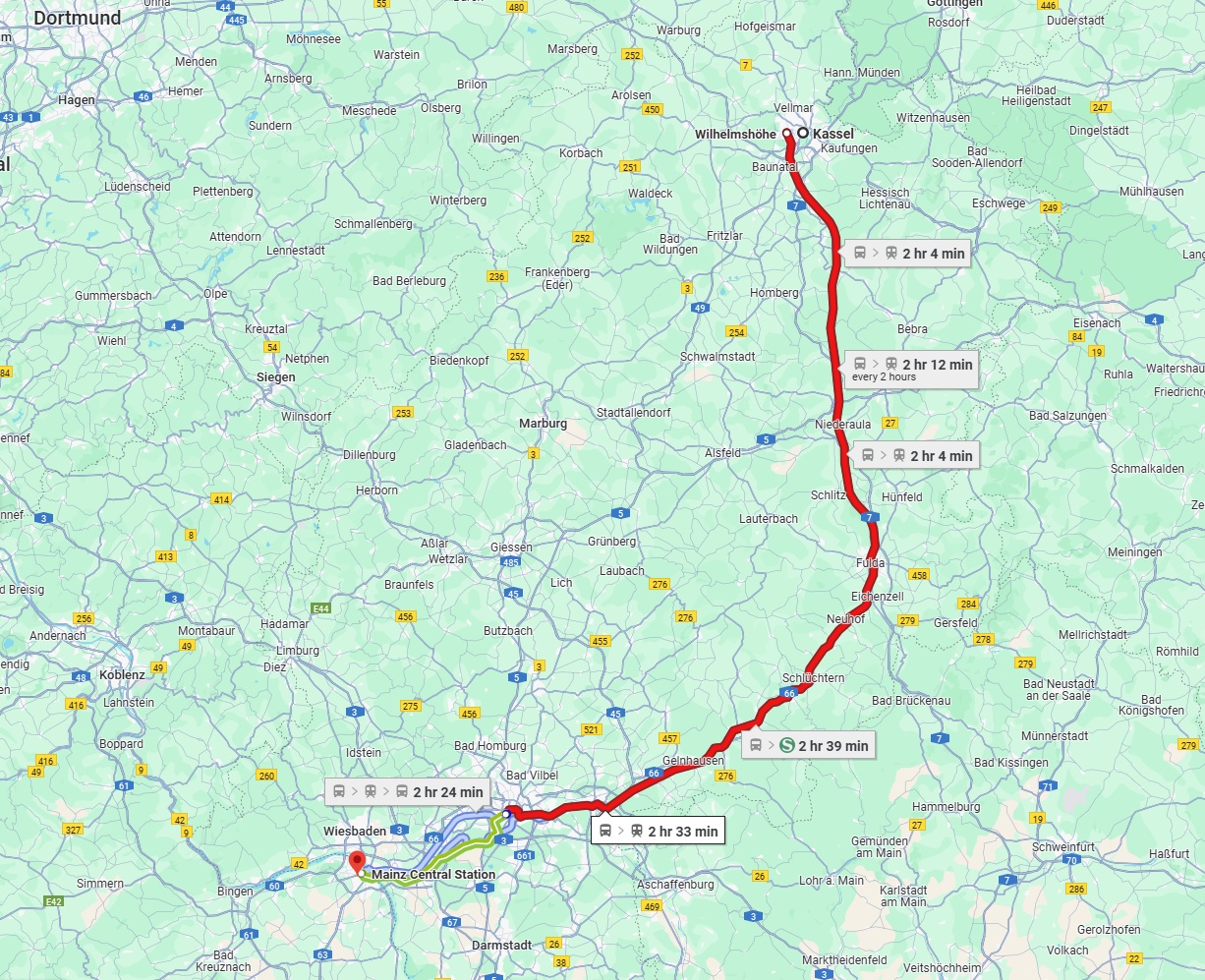 Anreise von Kassel Zu Mainz Über 