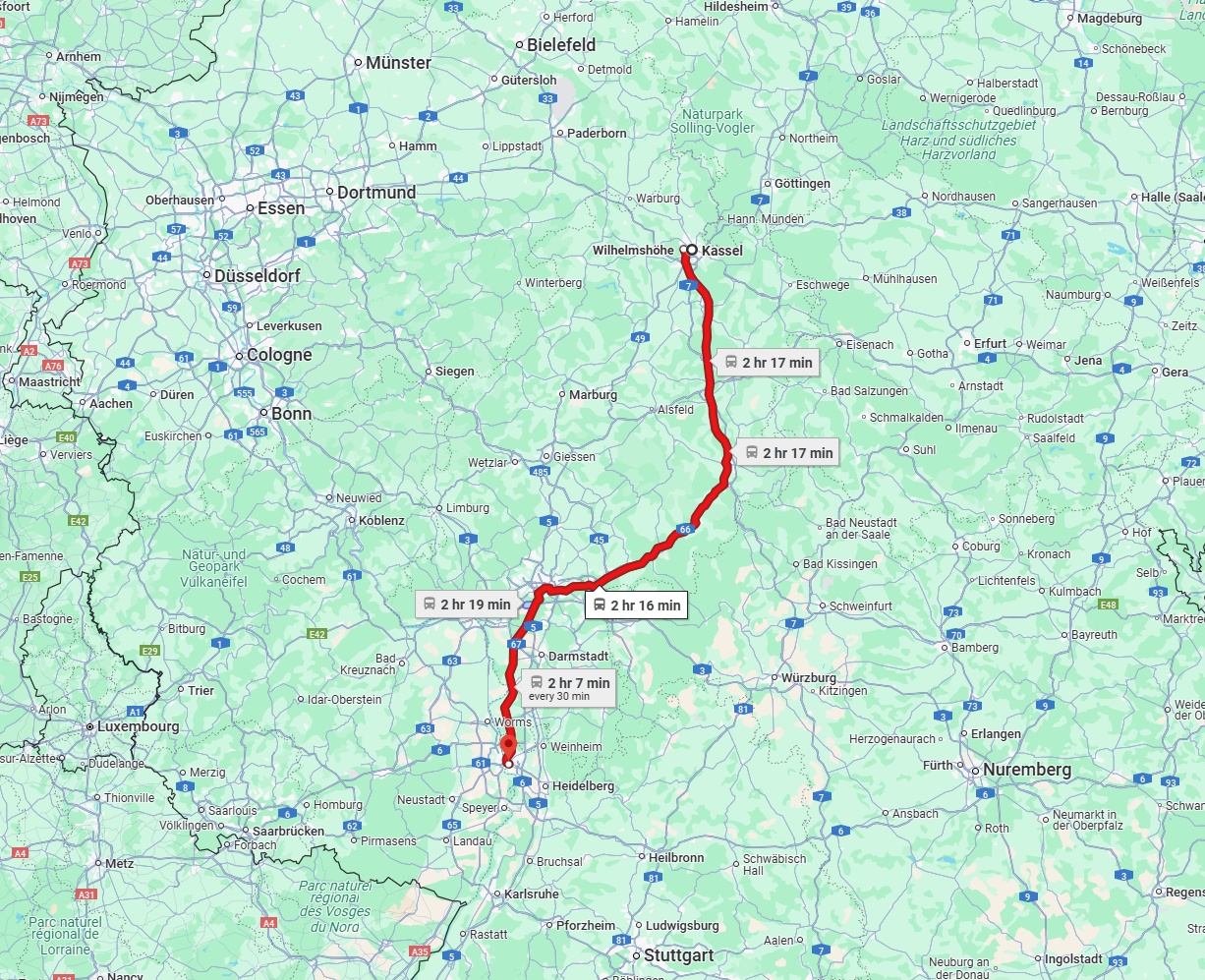 Anreise von Kassel Zu Mannheim Über 