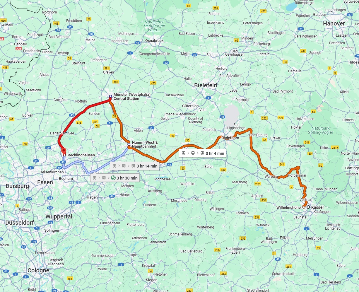 Anreise von Kassel Zu Recklinghausen Über 