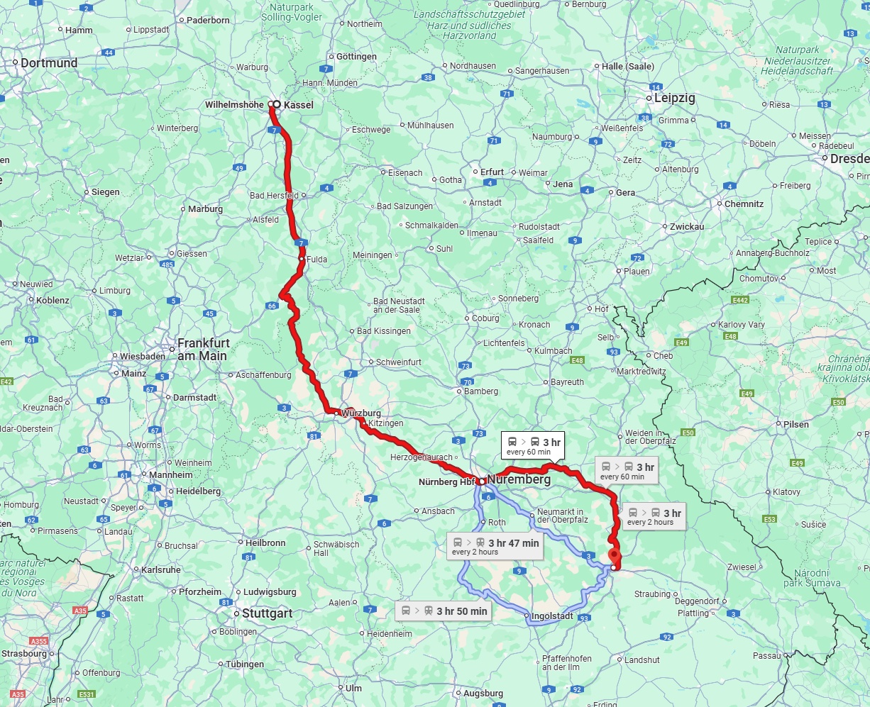Anreise von Kassel Zu Regensburg Über 