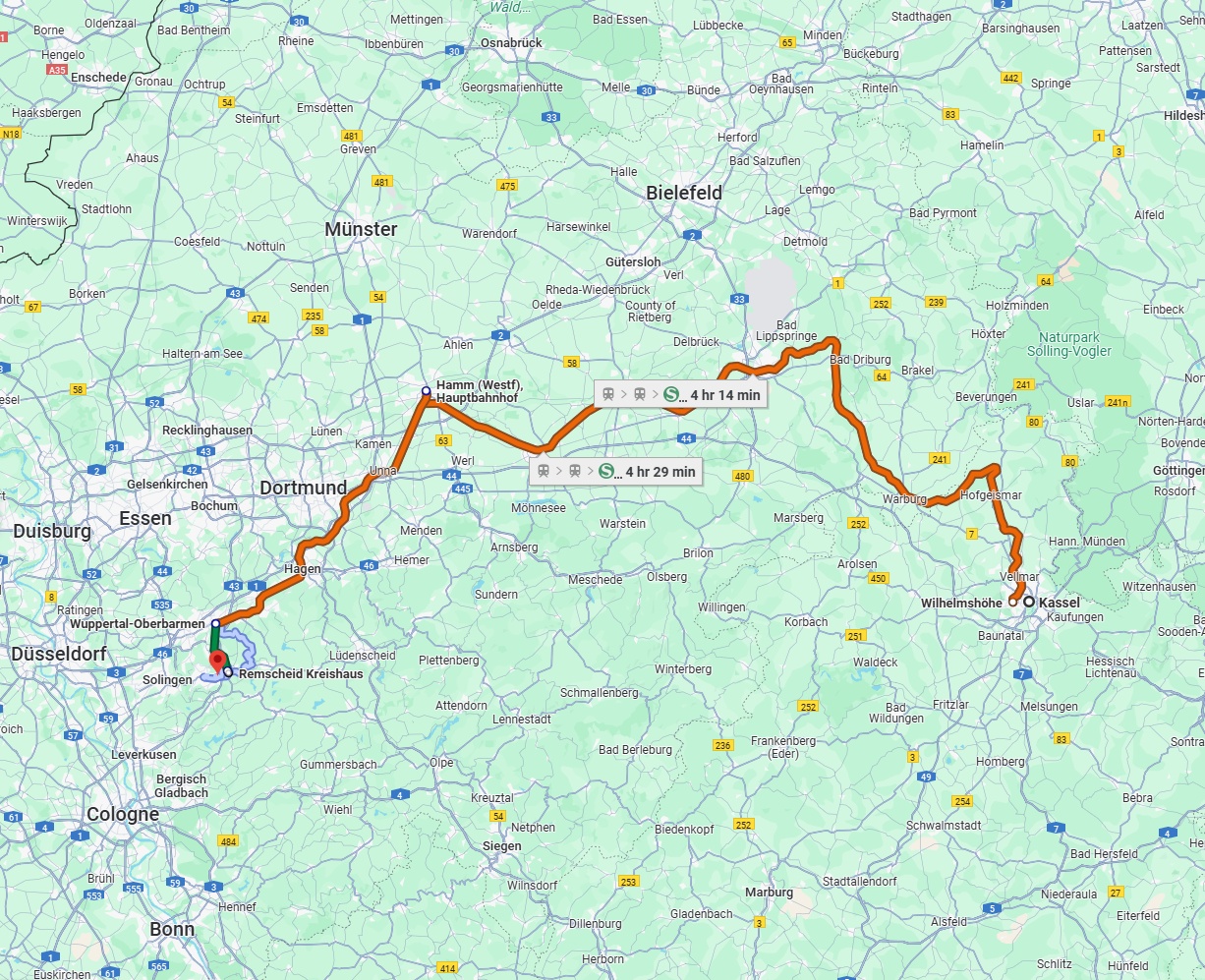 Anreise von Kassel Zu Remscheid Über 