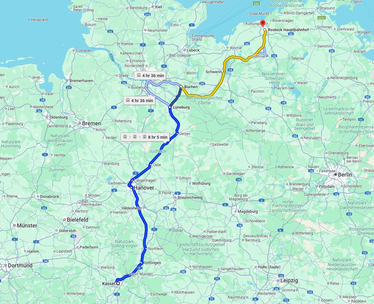 Anreise von Kassel Zu Rostock Über 