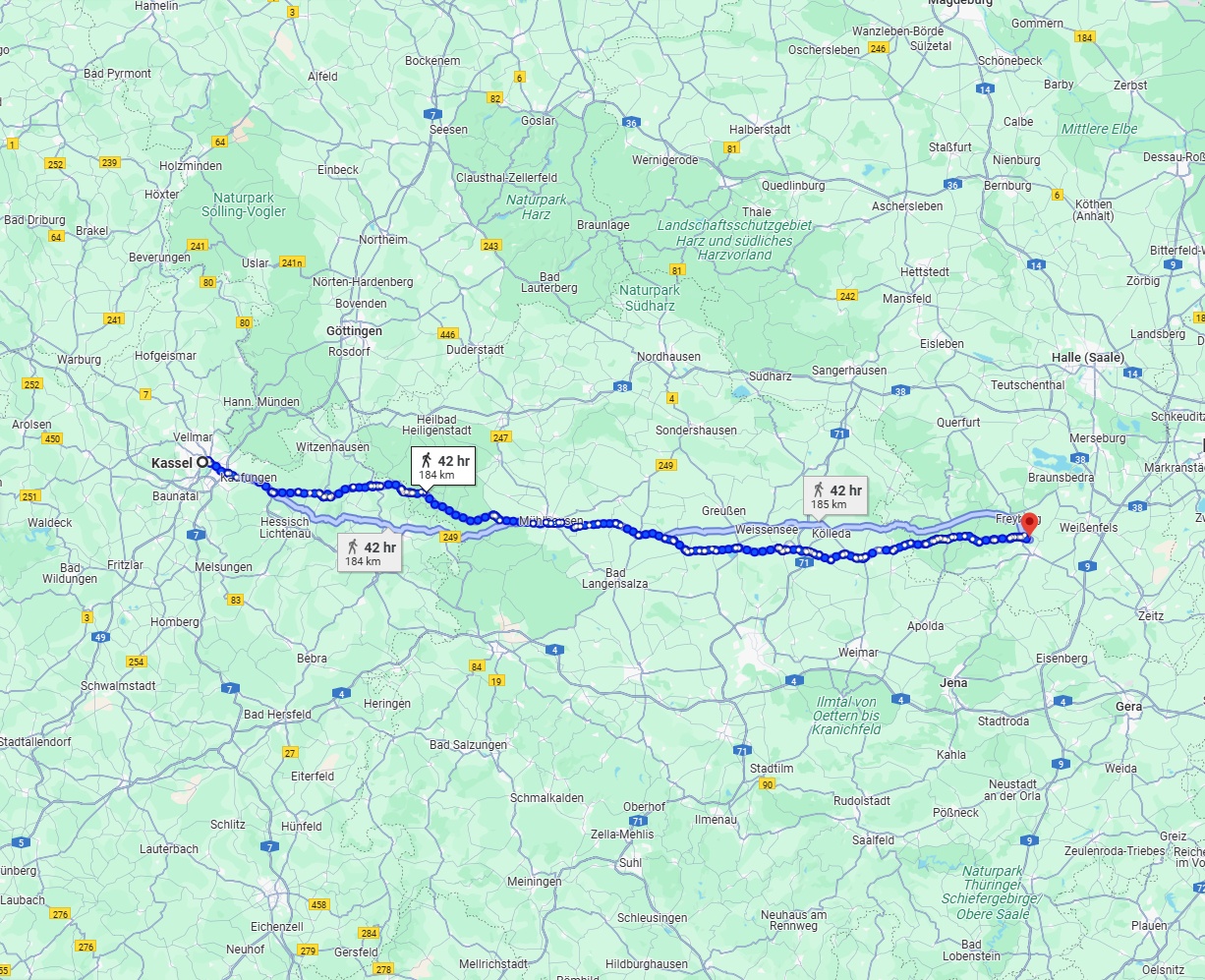 Anreise von Kassel Zu Saale Über 
