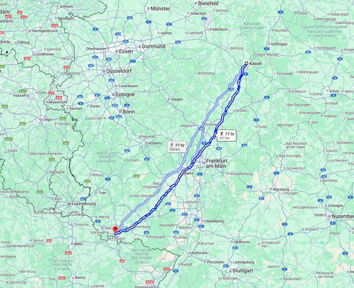 Anreise von Kassel Zu Saarbrücken Über 