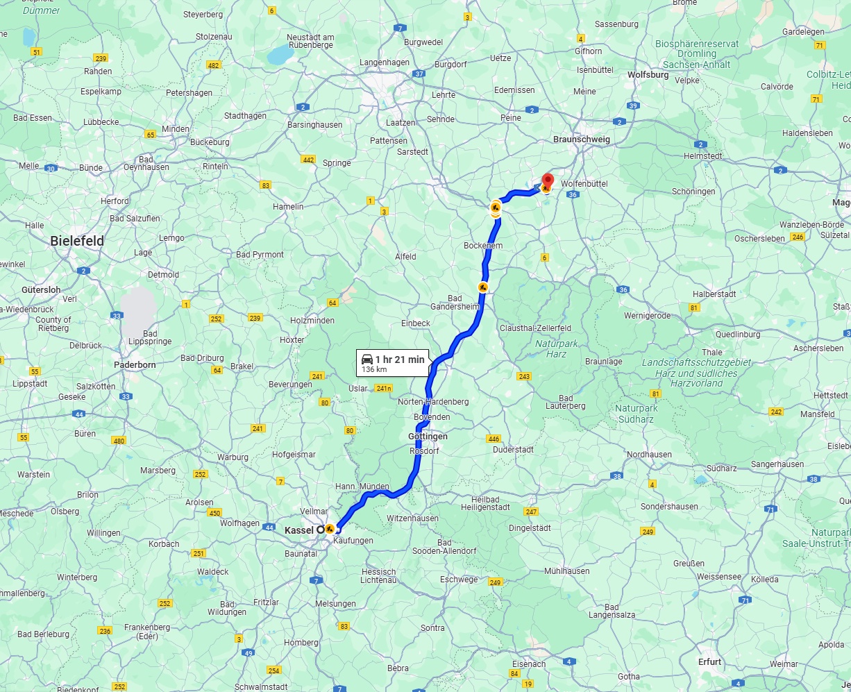 Anreise von Kassel Zu Salzgitter Über via A7
