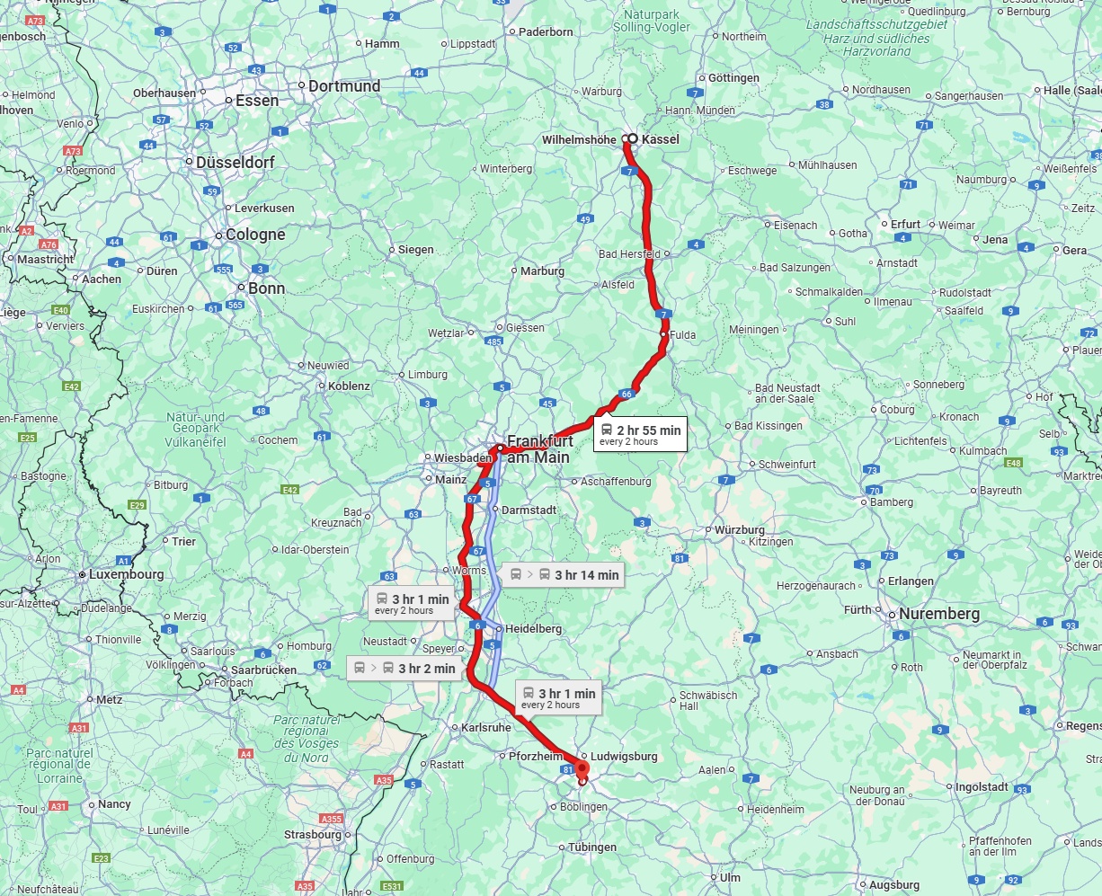 Anreise von Kassel Zu Stuttgart Über 