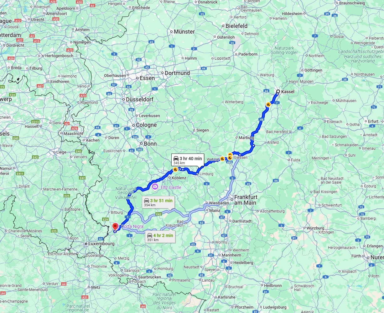 Anreise von Kassel Zu Trier Über via A49