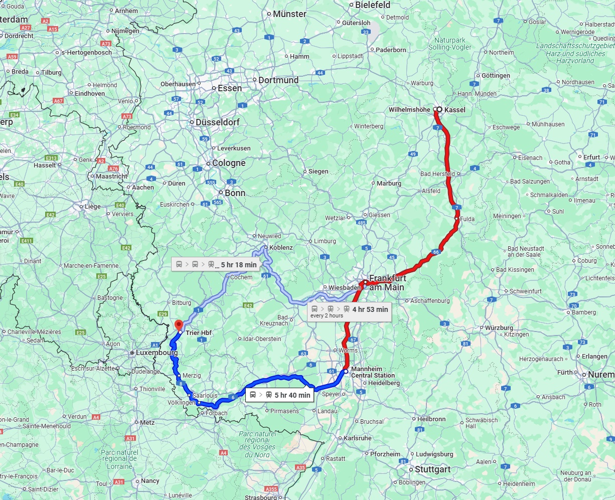 Anreise von Kassel Zu Trier Über 