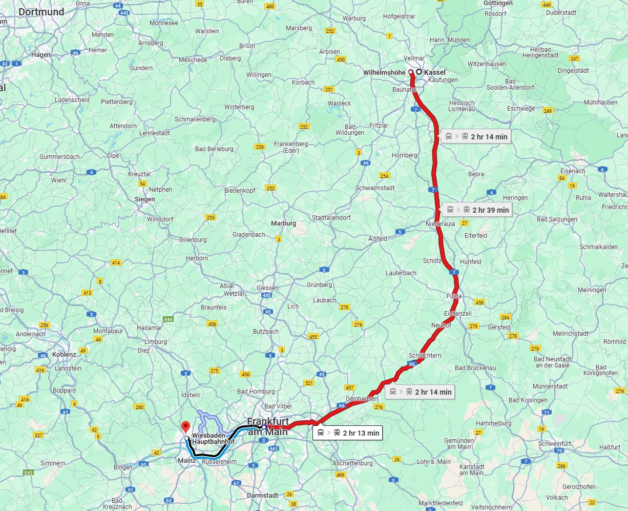 Anreise von Kassel Zu Wiesbaden Über 