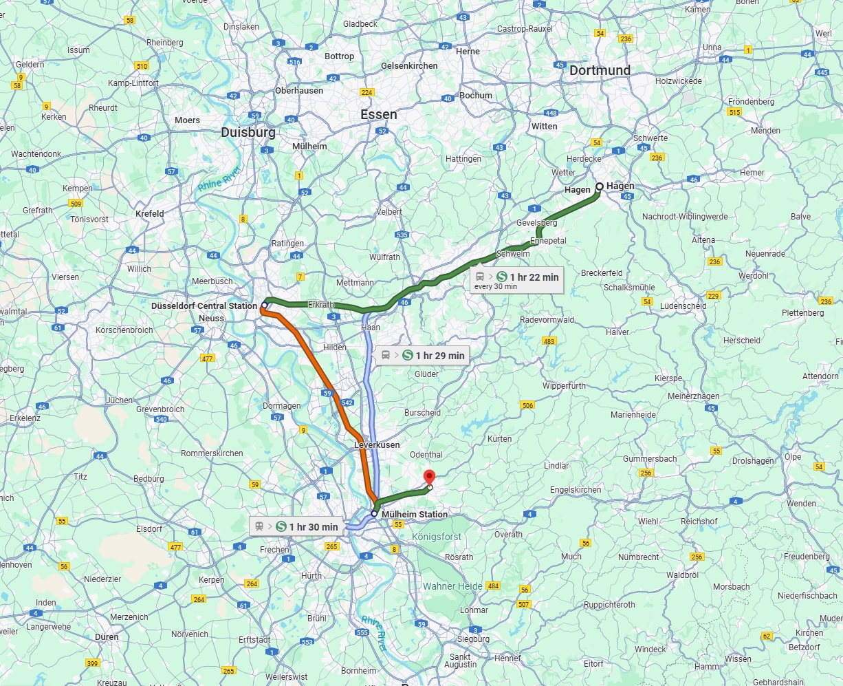 Anreise von Hagen Zu Bergisch Gladbach Über 