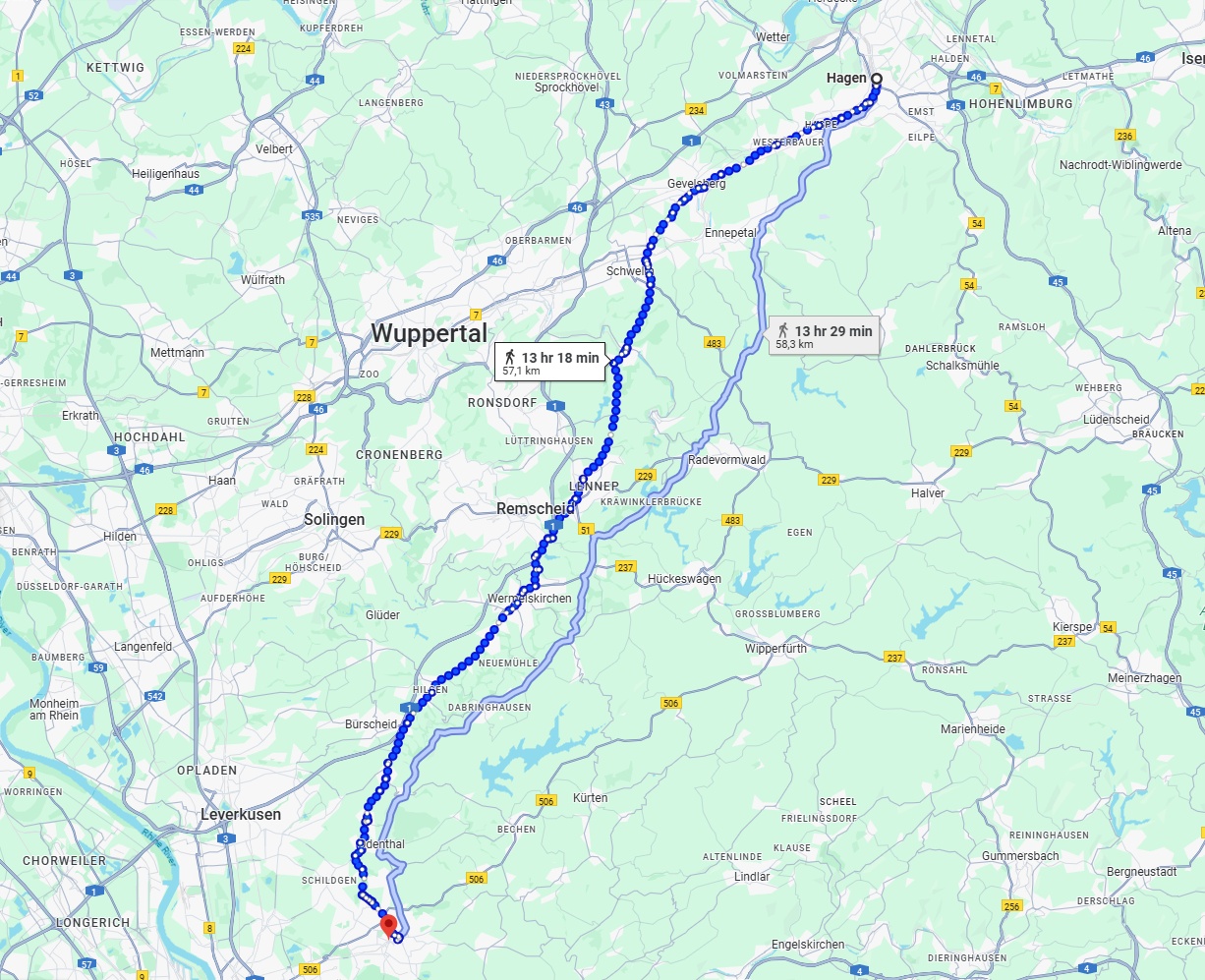 Anreise von Hagen Zu Bergisch Gladbach Über 
