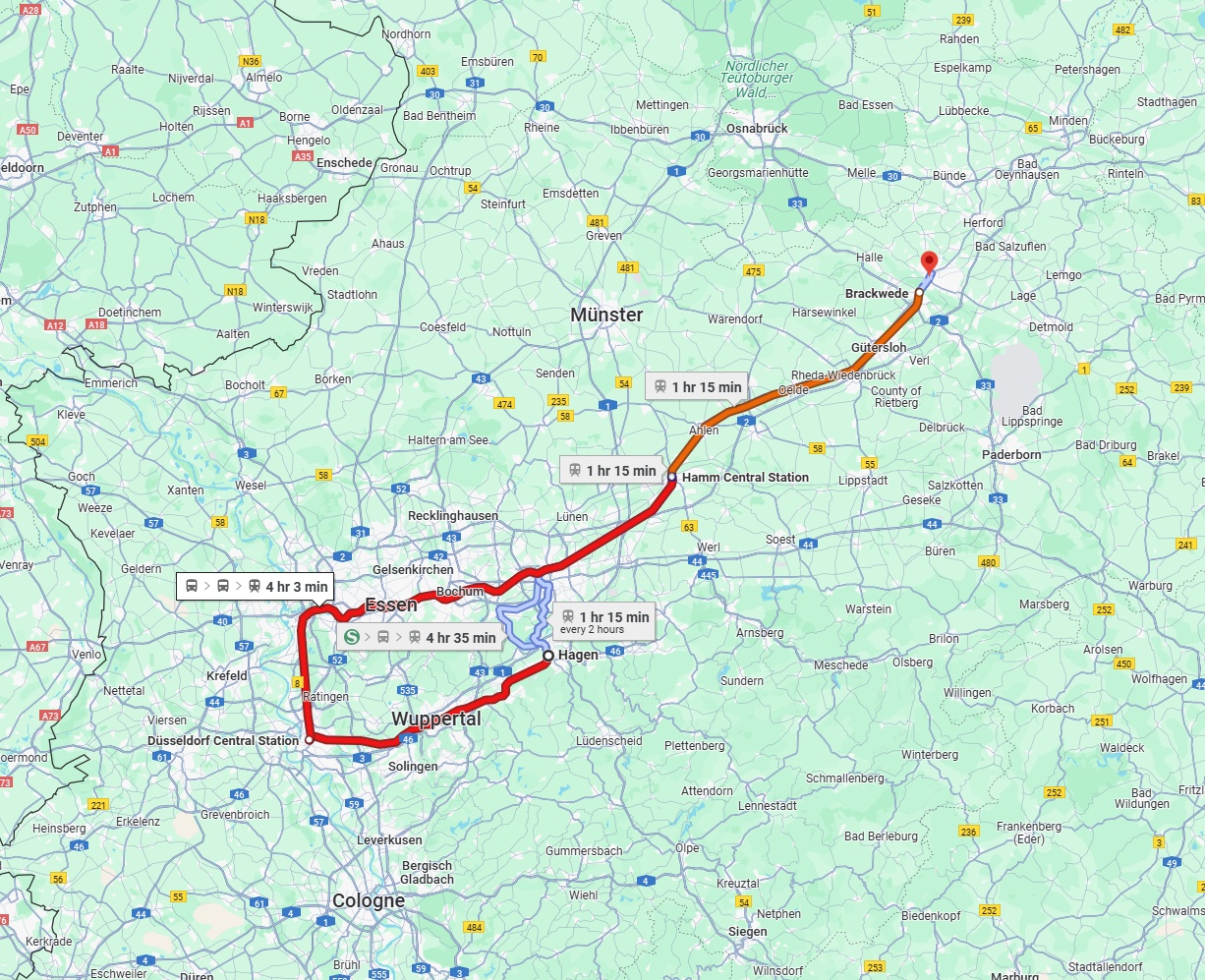 Anreise von Hagen Zu Bielefeld Über 