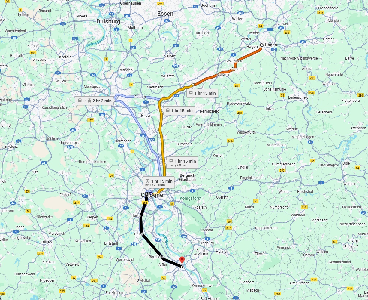 Anreise von Hagen Zu Bonn Über 