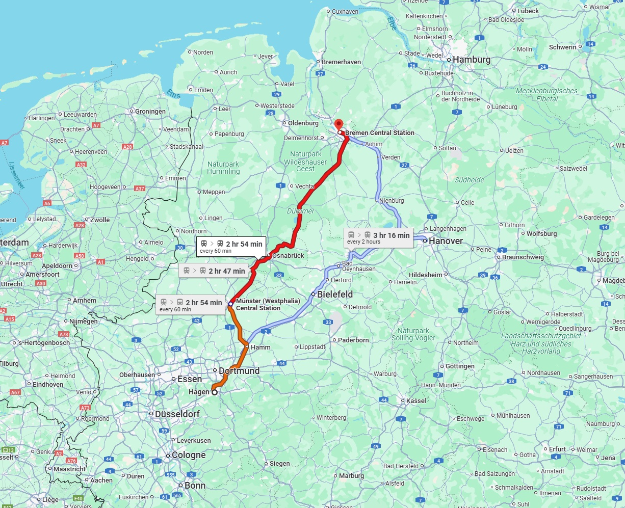 Anreise von Hagen Zu Bremen Über 