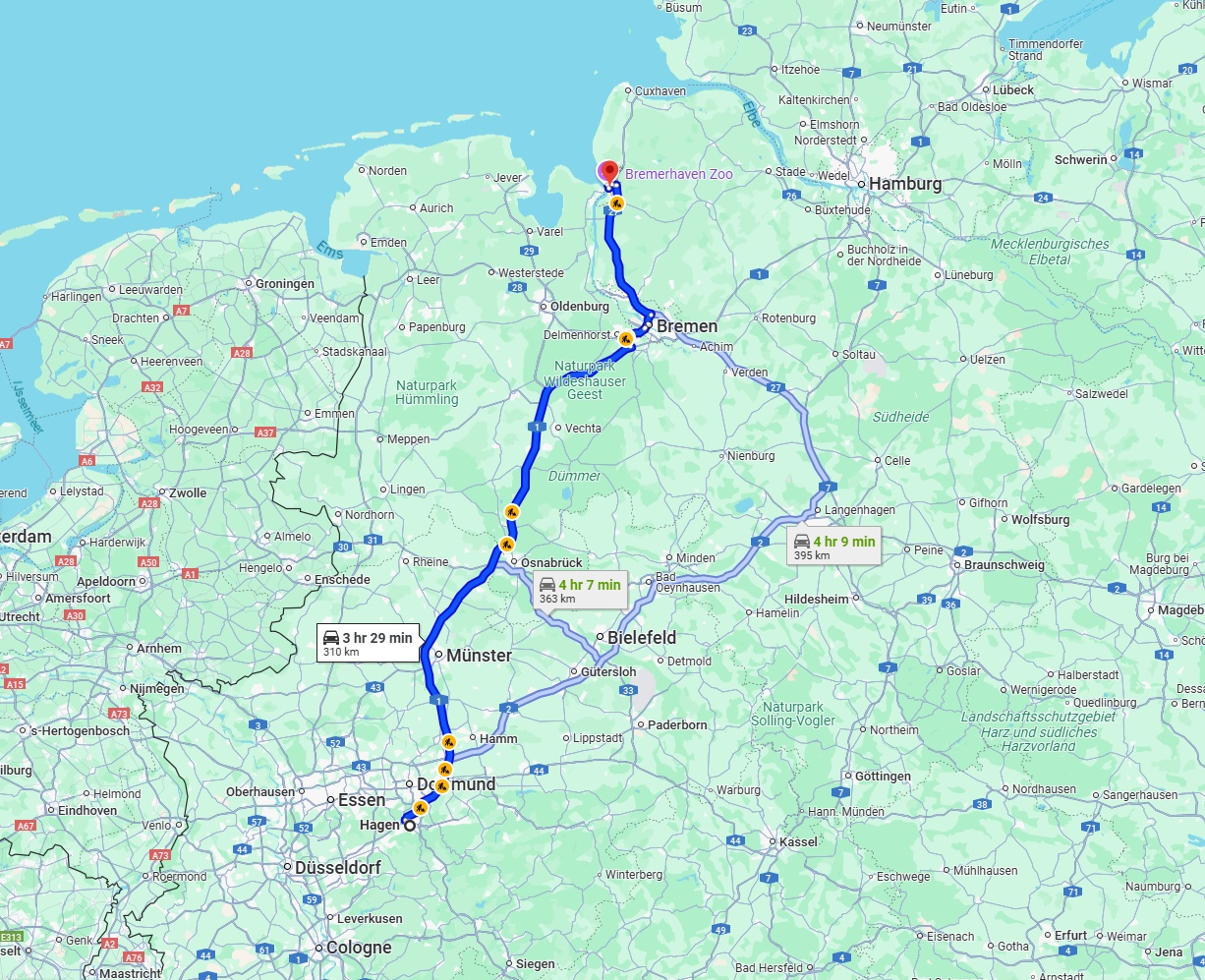 Anreise von Hagen Zu Bremerhaven Über via A1