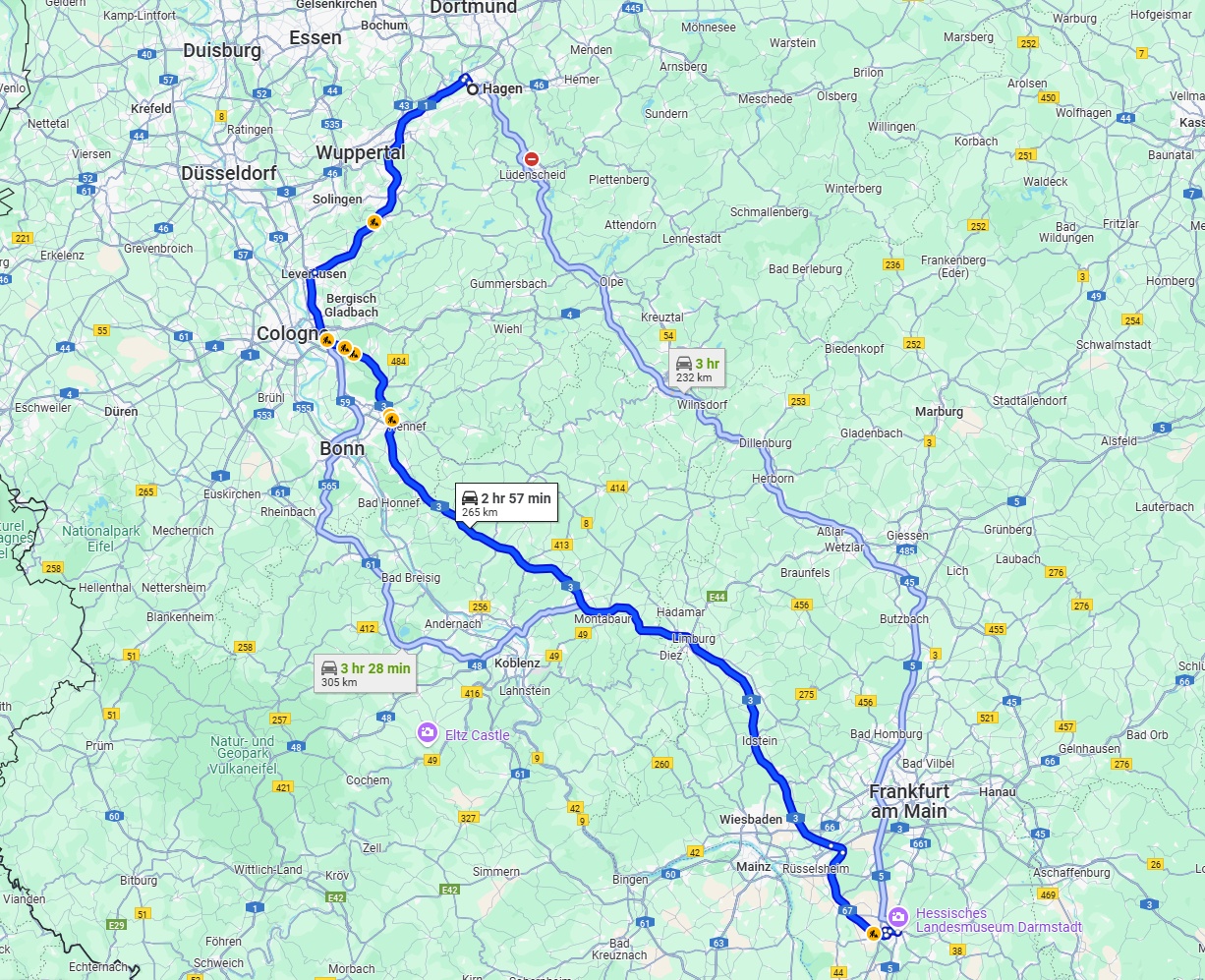 Anreise von Hagen Zu Darmstadt Über via A3