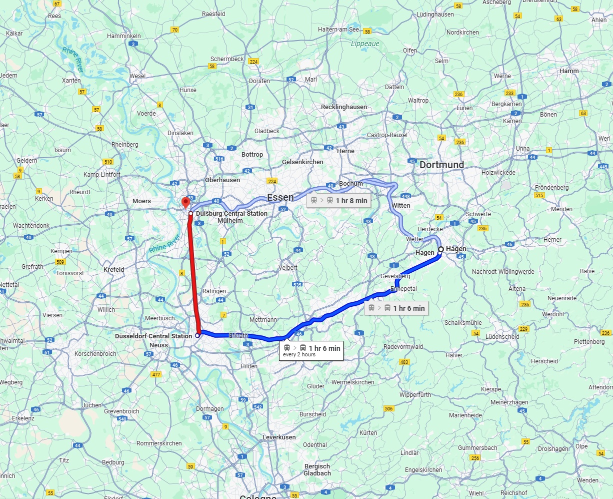 Anreise von Hagen Zu Duisburg Über 