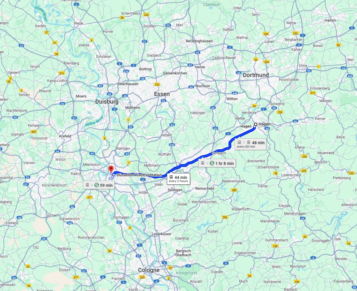 Anreise von Hagen Zu Düsseldorf Über 