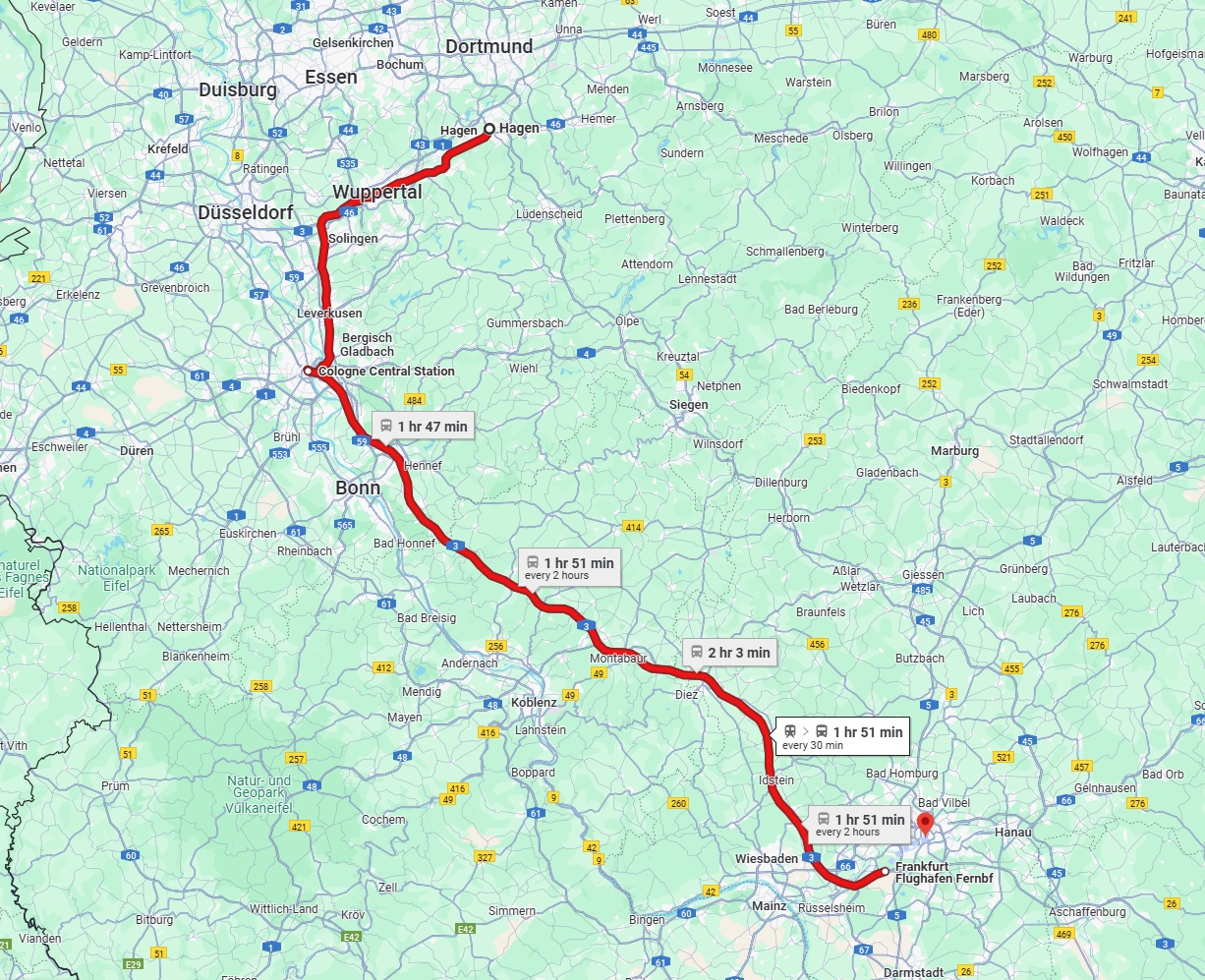 Anreise von Hagen Zu Frankfurt am Main Über 