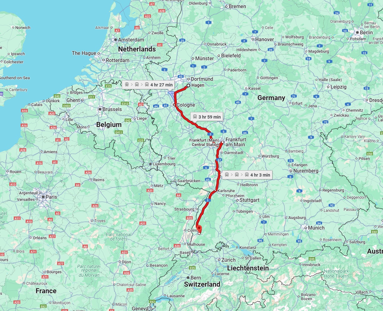 Anreise von Hagen Zu Freiburg im Breisgau Über 