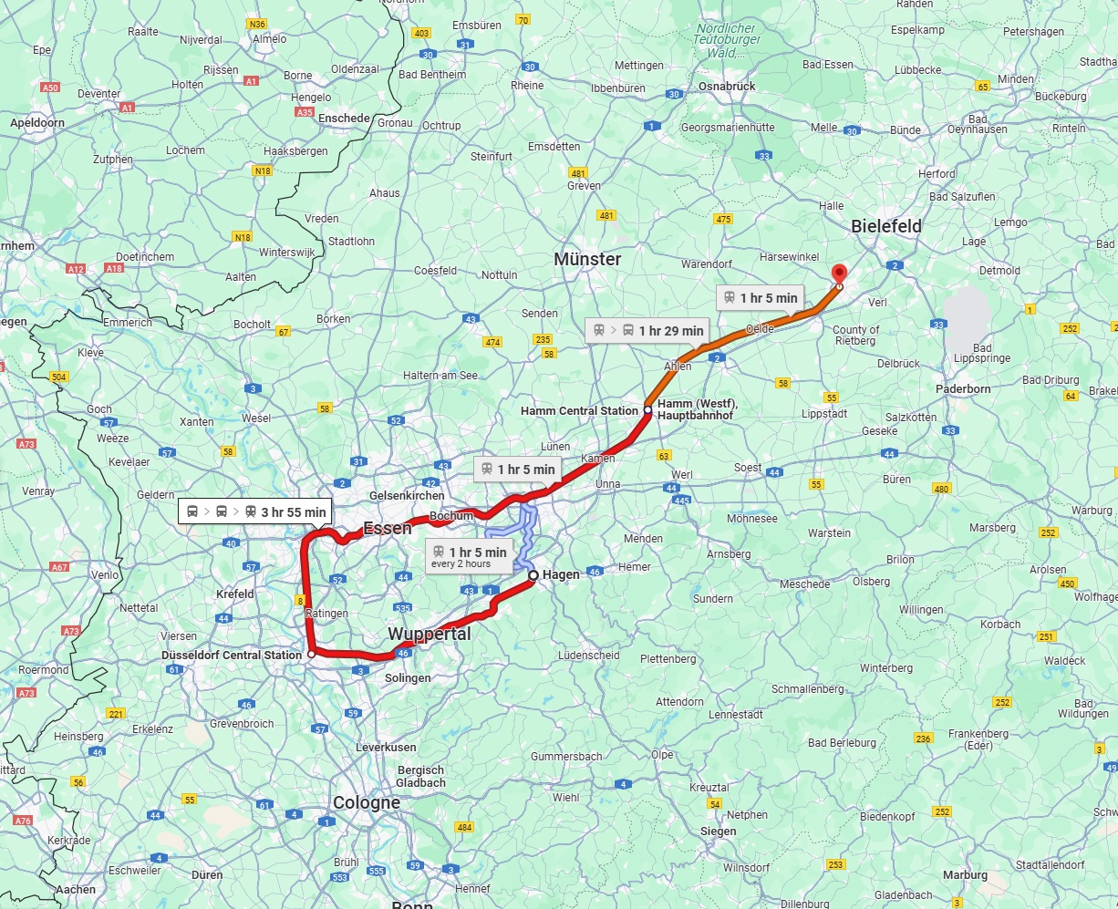 Anreise von Hagen Zu Gütersloh Über 