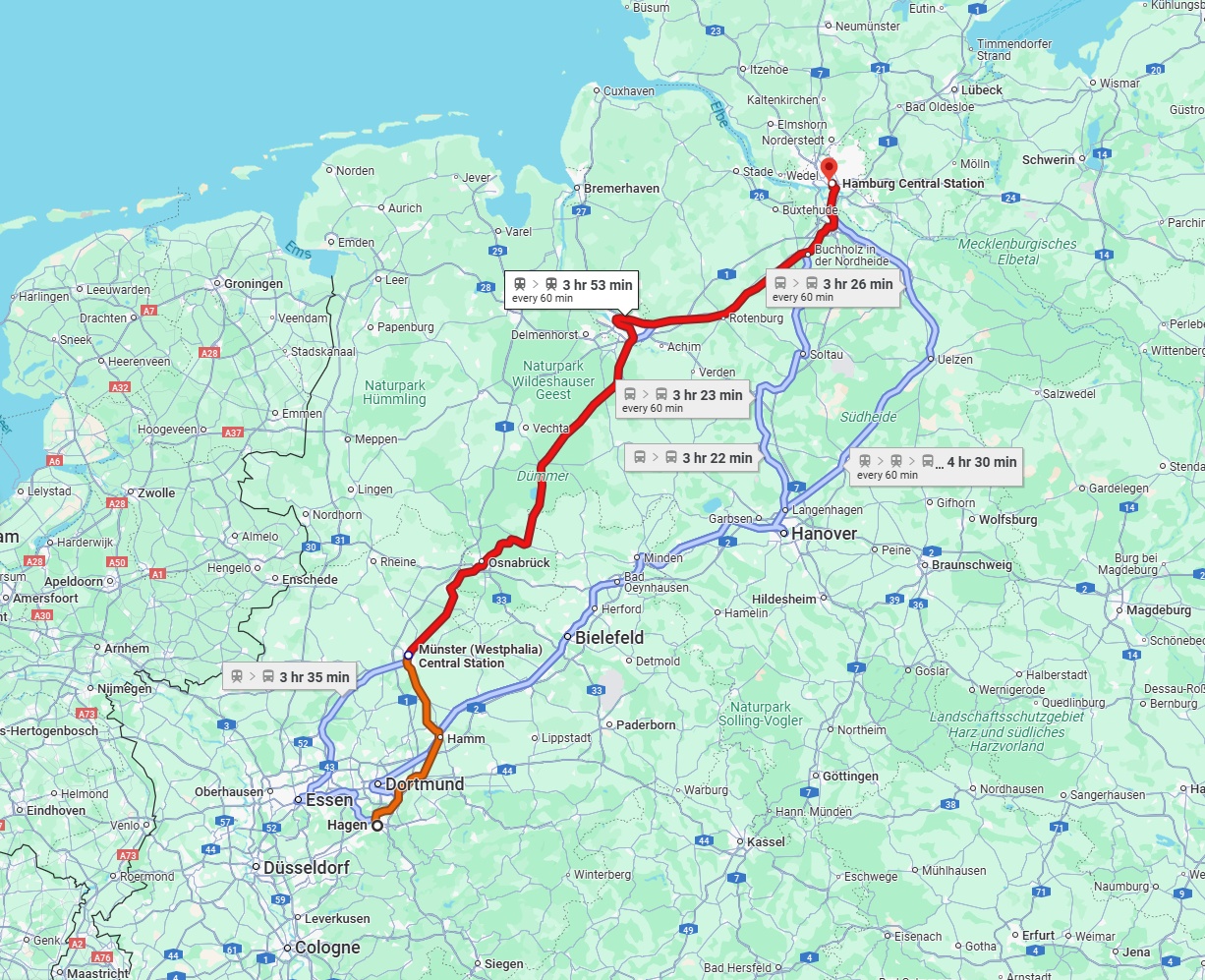 Anreise von Hagen Zu Hamburg Über 