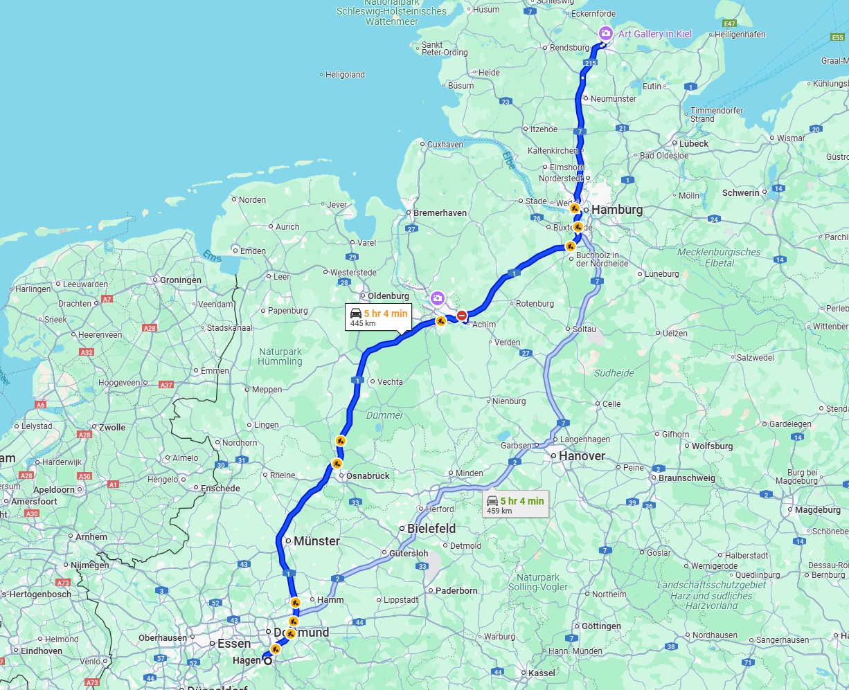 Anreise von Hagen Zu Kiel Über via A1
