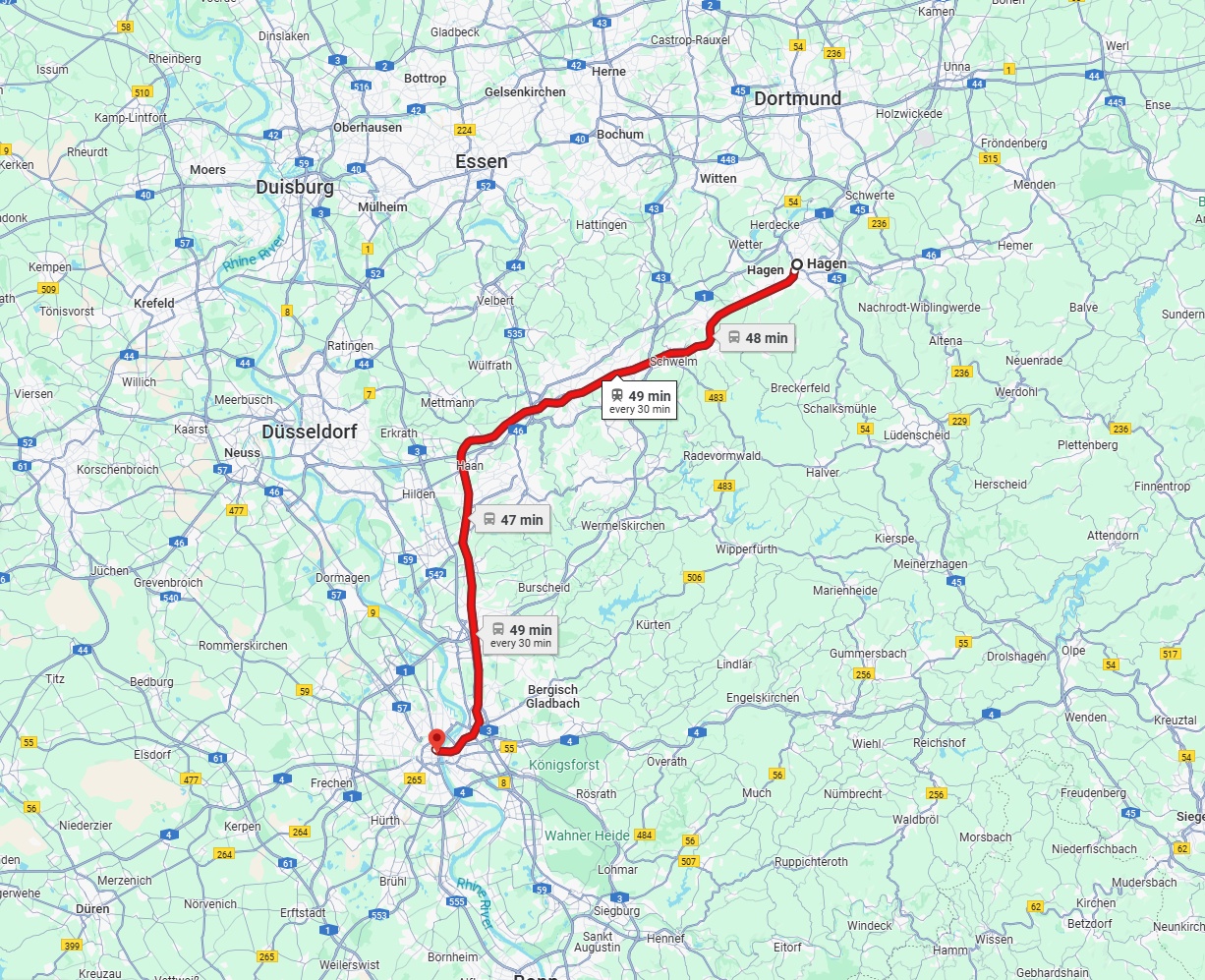 Anreise von Hagen Zu Köln Über 